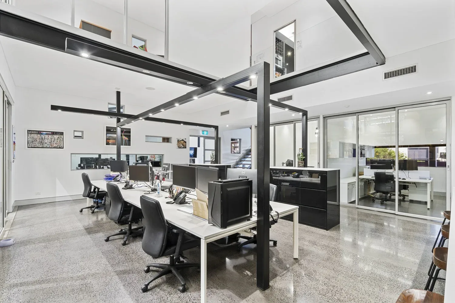 Open-plan office cleaned by EC Workplaces